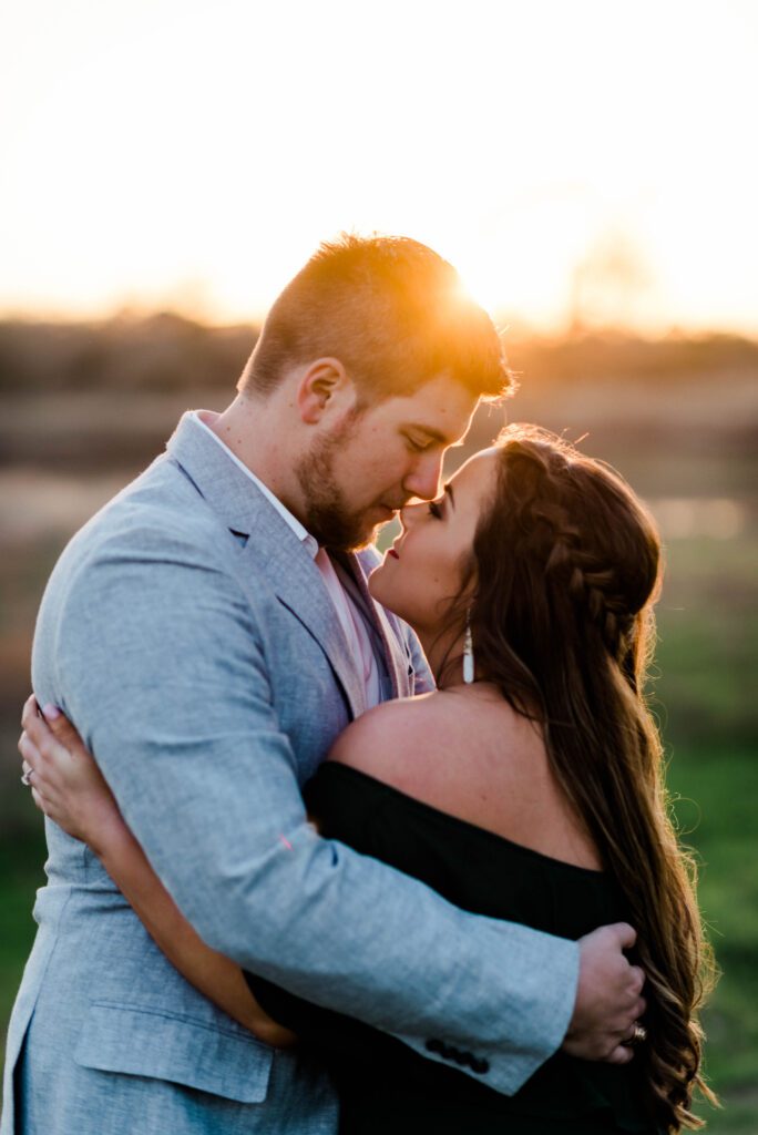 Gabbi & Tanner's sunset engagement session at their family farm in Nechanitz, Texas with Rachel Driskell Photography